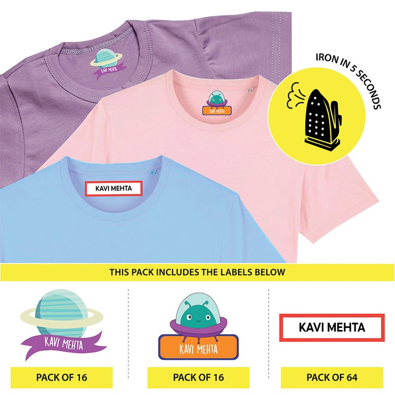 Custom Iron On Labels for Clothes – Space (Pack Of 96 Labels)