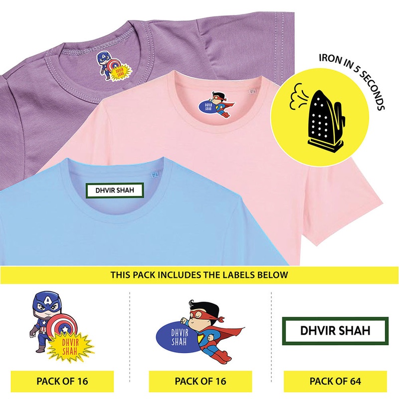 Custom Iron On Labels for Clothes – Superhero (Pack Of 96 Labels)
