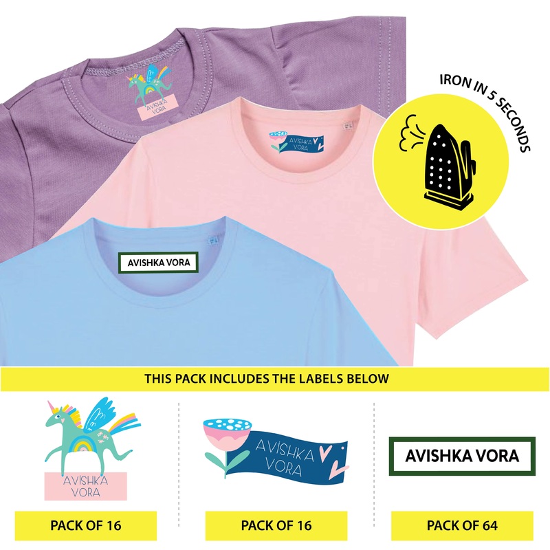 Custom Iron On Labels for Clothes – Unicorn Fantasyland (Pack Of 96 Labels)