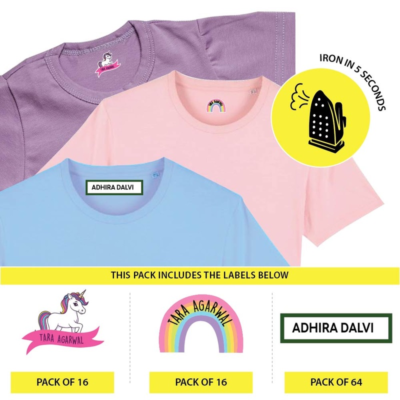 Custom Iron On Labels for Clothes – Unicorn Rainbow (Pack Of 96 Labels)