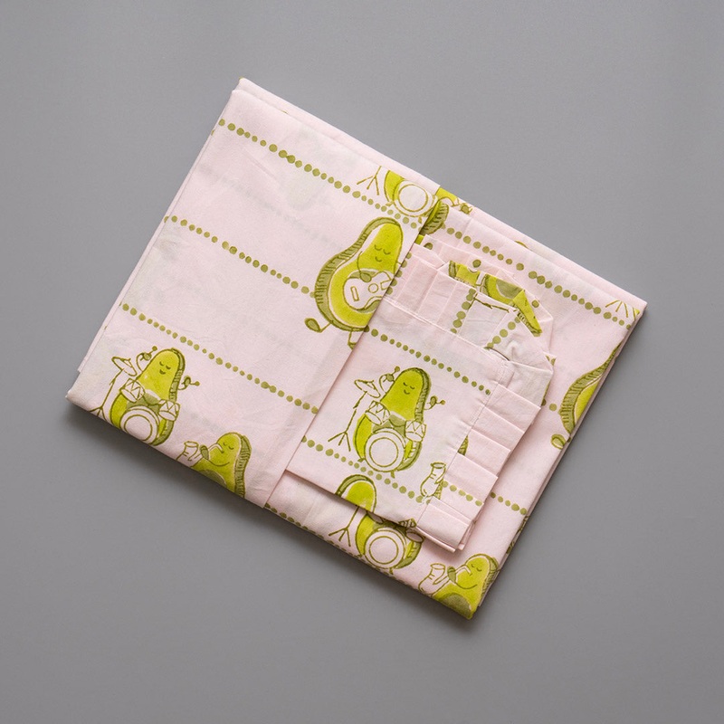 Gudgoodie Flat Crib Bedsheet – 100% Cotton Percale – Avocados Jam