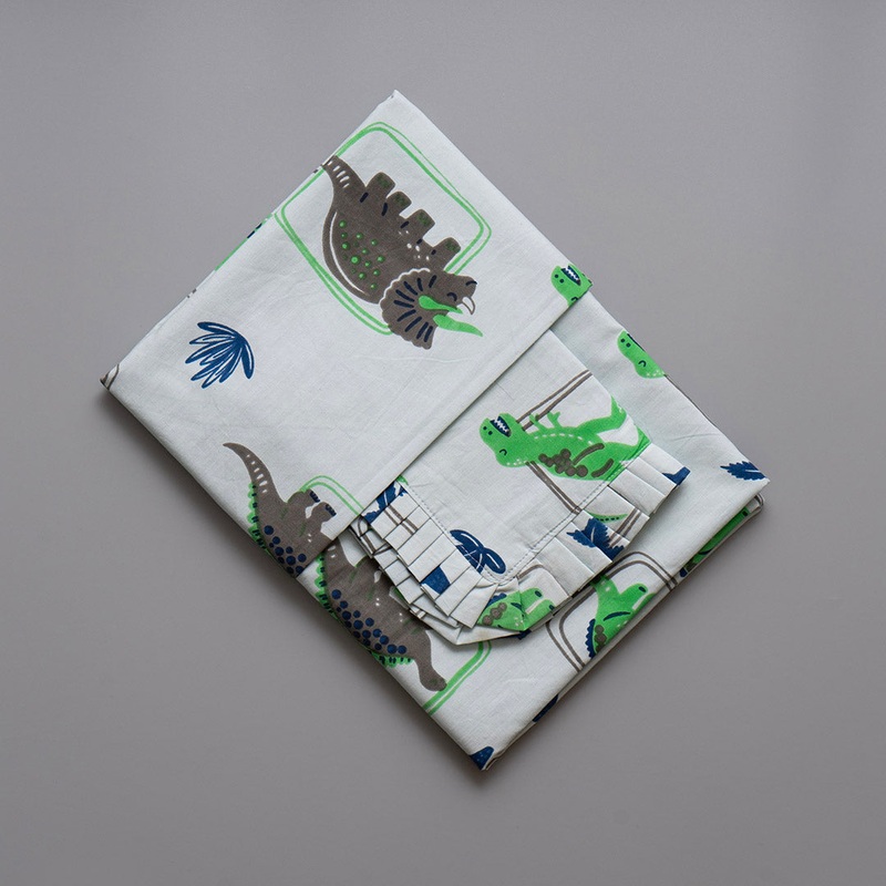 Gudgoodie Flat Crib Bedsheet  – 100% Cotton Percale – Dinosaur Pals
