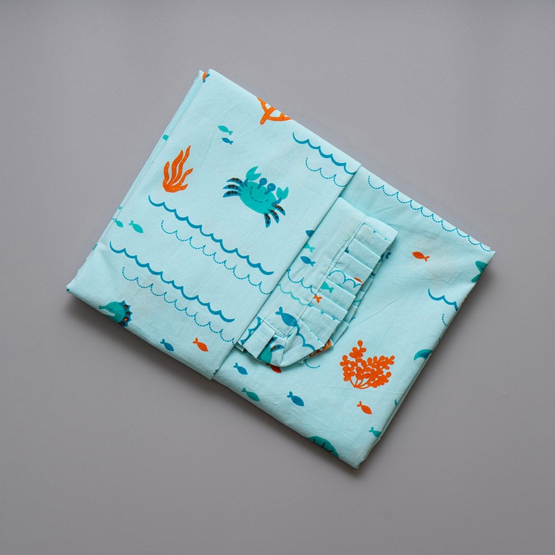 Gudgoodie Flat Crib Bedsheet  – 100% Cotton Percale – Undersea Oasis