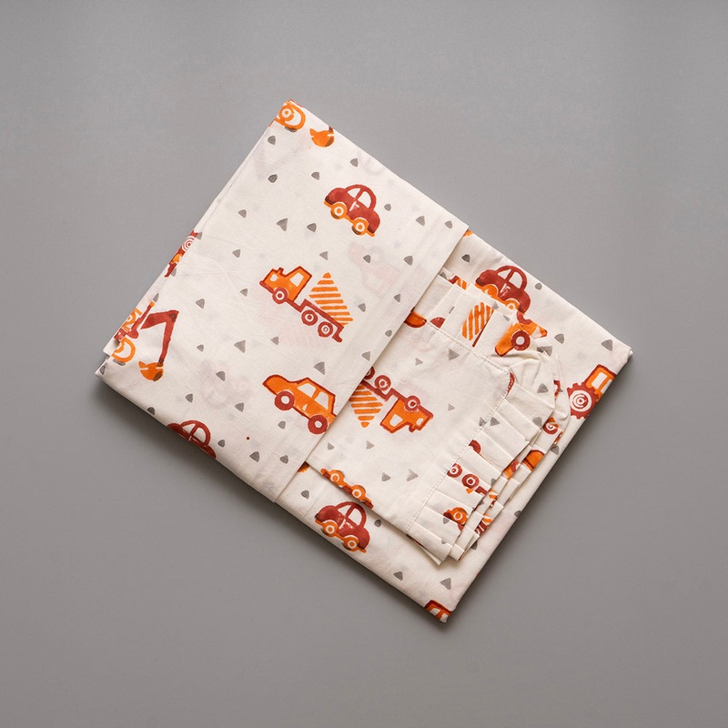 Gudgoodie Flat Crib Bedsheet – 100% Cotton Percale – Vroom Vroom Vehicles