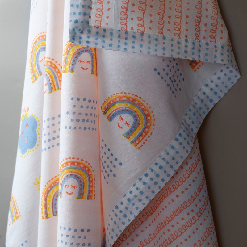 Gudgoodie Kids Cotton Muslin Dohar – Ultrasoft & Breathable – Rainbow Dreams
