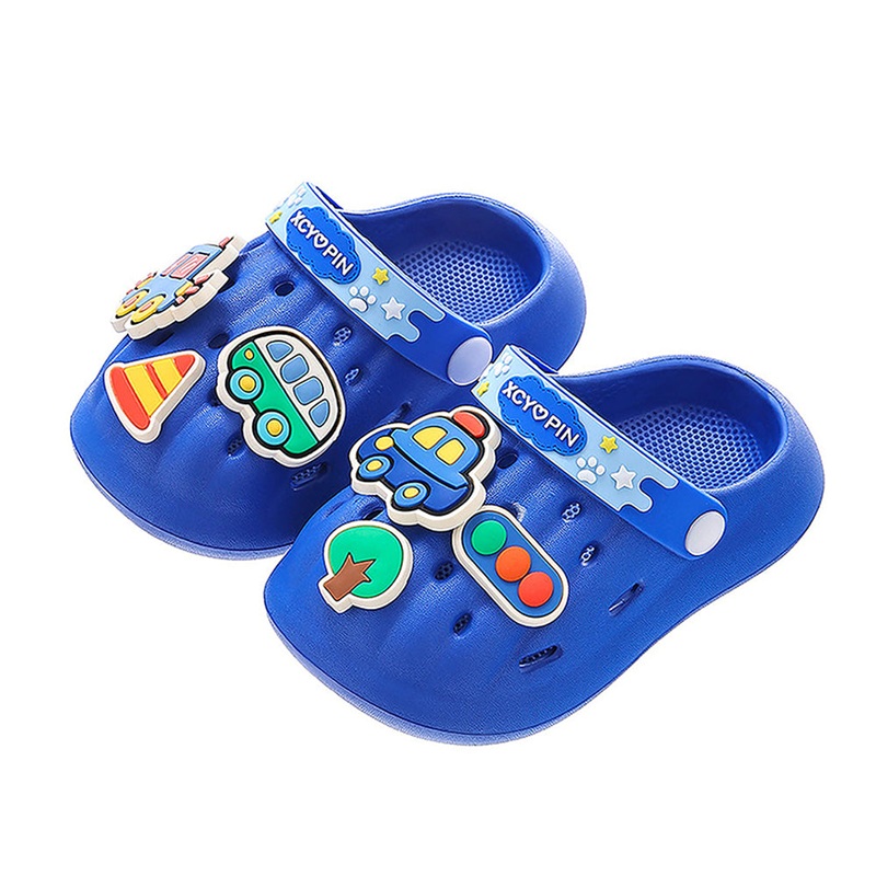Little Surpise Box Blue Transport Theme Slip On Clogs, Summer/Monsoon All Season Footwear For Toddlers & Kids.