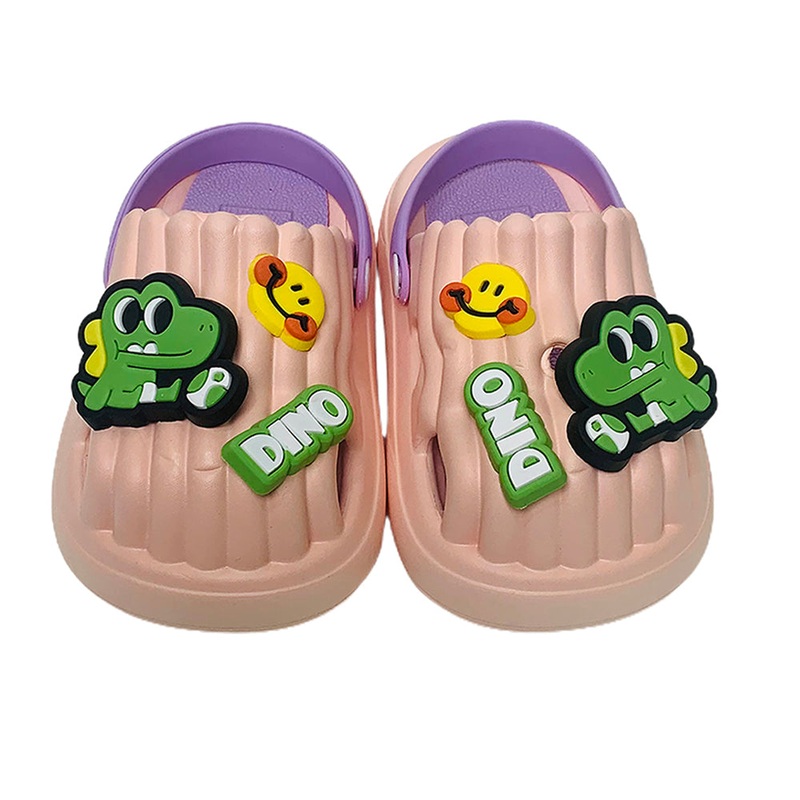 Little Surpise Box Pink Smilie Dino Slip On Clogs, Summer/Monsoon All Season Footwear For Toddlers & Kids.