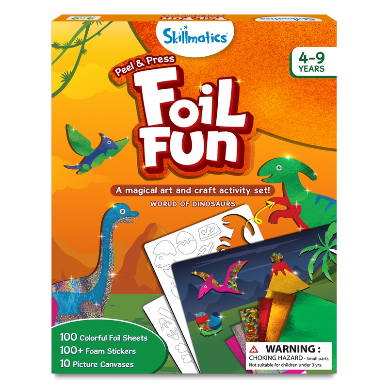 Skillmatics Art & Craft Activity – Foil Fun Dinosaurs, No Mess Art for Kids, Craft Kits & Supplies, DIY Creative Activity, Gifts for Boys & Girls Ages 4, 5, 6, 7, 8, 9, Travel Toys