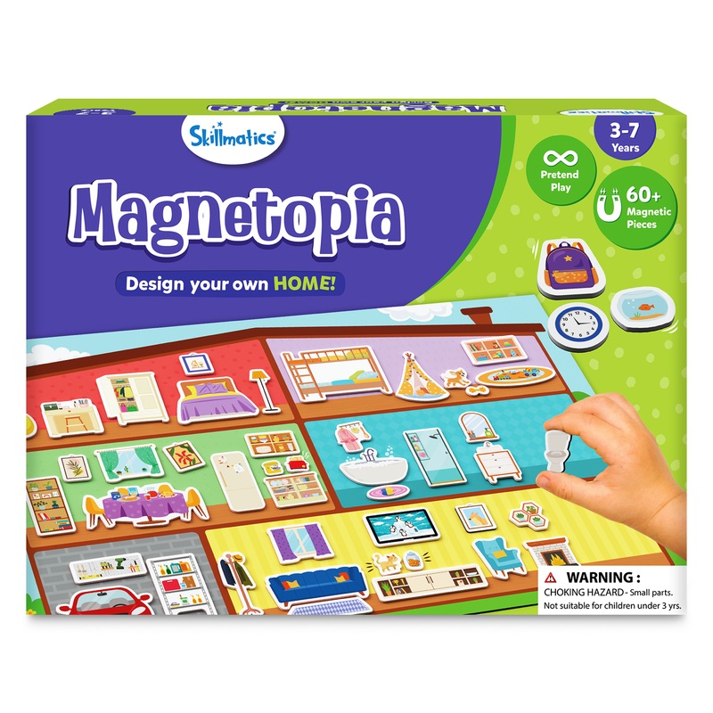 Skillmatics Creative Toy Magnetopia – Design Your Home, Interactive Pretend Play Set For Kids, Toddlers, 60+ Magnetic Pieces, Preschool Learning Game, Gifts for Girls & Boys Ages 3, 4, 5, 6, 7
