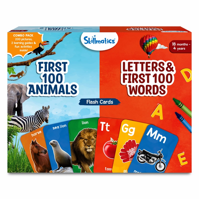 Skillmatics Thick Flash Cards Combo for Toddlers -Montessori Toys & Educational Games, Gifts, Preschool Learning Activities for Kids 1, 2, 3, 4 Years