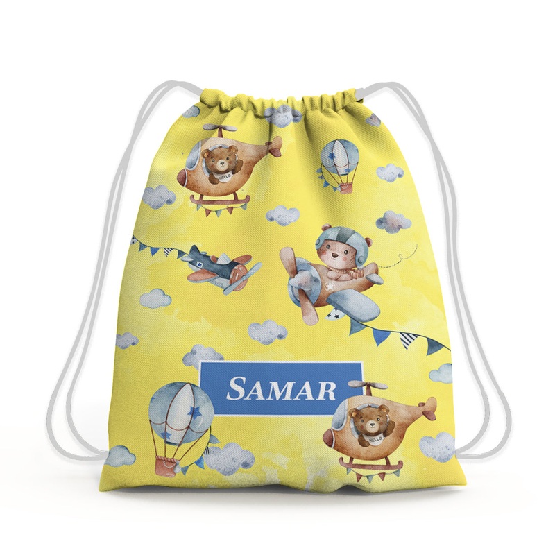 Teddy’s Flight Drawstring Bag (kids)