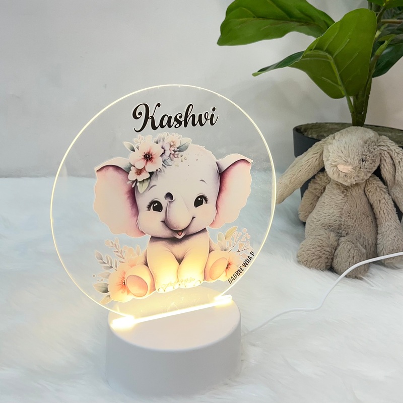 Acrylic LED Night Lamp – Elephants Twilight Trunk