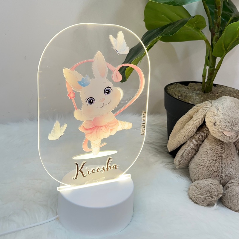 Acrylic LED Night Lamp – Mystical Bunny