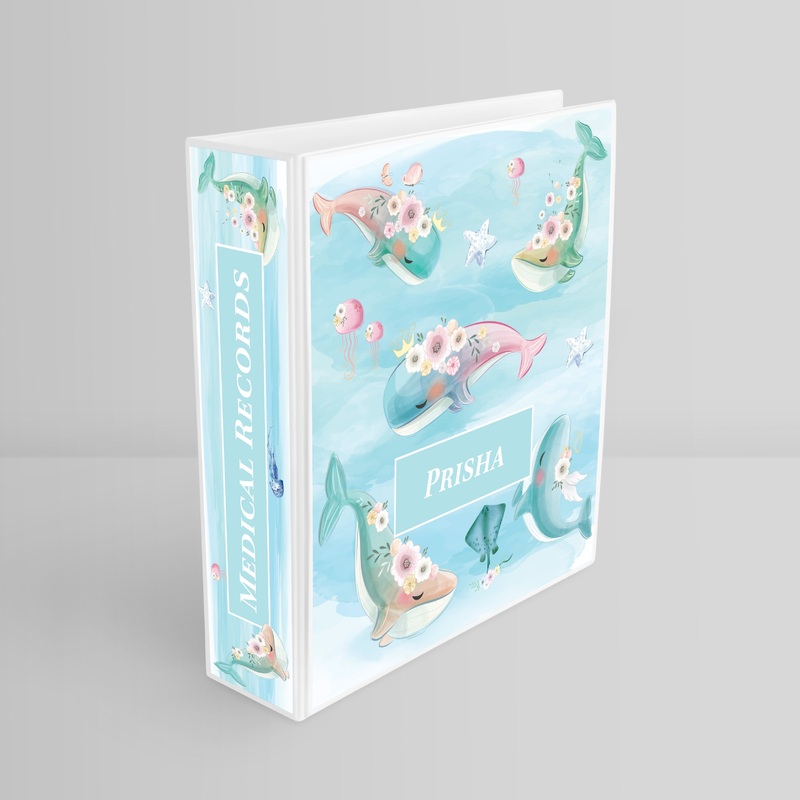 Floral Whales Binder File (kids)