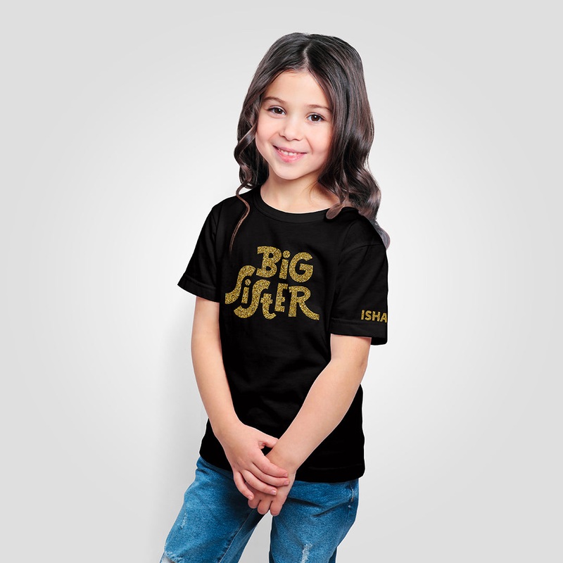 Happy T-shirts – Sibling Series – Black Glitter – Sister