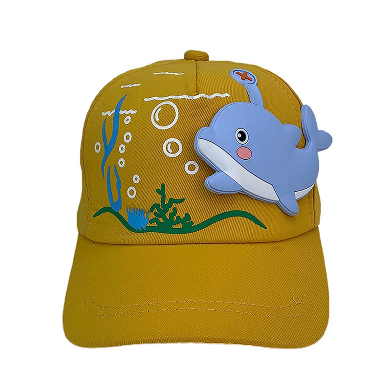 Little Surprise Box, Yellow 3d Dolphin Casual Cap for Kids
