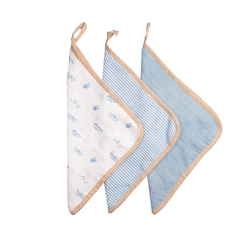 Organic Muslin Washcloths (Set of 3)  Boat
