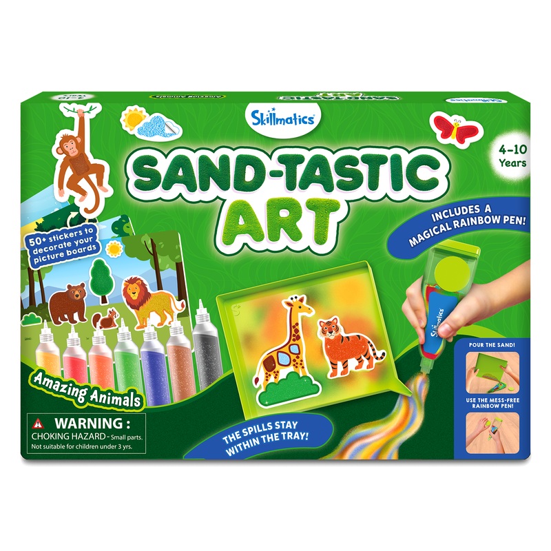 Skillmatics Art & Craft Activity – Sand-Tastic Art Animals, Mess-Free Sand Art for Kids, Craft Kits & Supplies, DIY Creative Activity, Gifts for Girls & Boys Ages 4, 5, 6, 7, 8, 9, 10