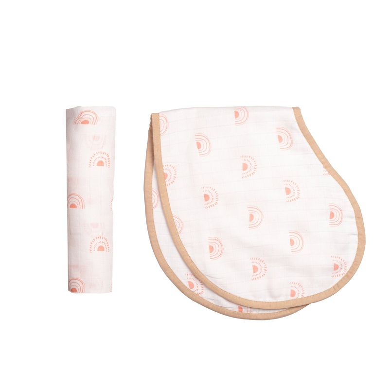 Swaddle & Burp Cloth Bib – Rainbow