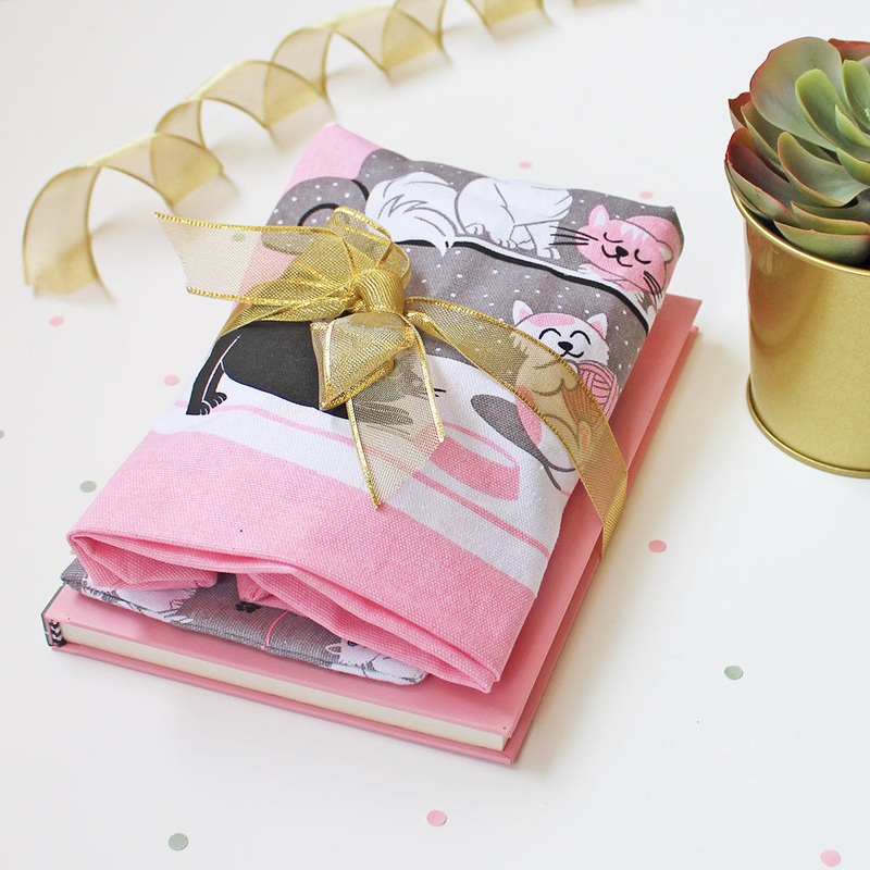 Cosy Cats Themed Curated Gift Hamper – Set of Matching Notebook, Tote Bag & Pouch