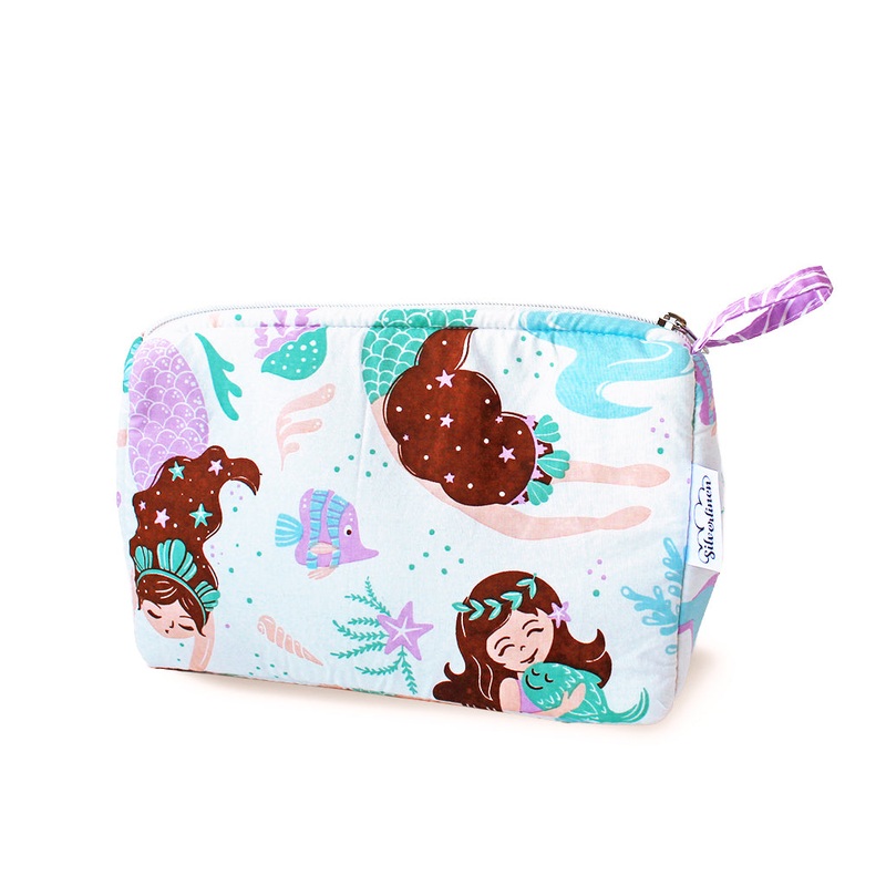 Cotton Zippered Multipurpose Pouch With Waterproof Lining – Magical Mermaids