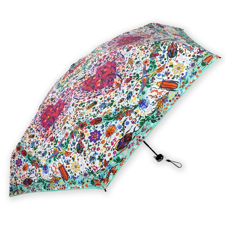 Little Surprise Box, 5 Fold Capsule Pocket edition Floral Heart theme Umbrella for Adults