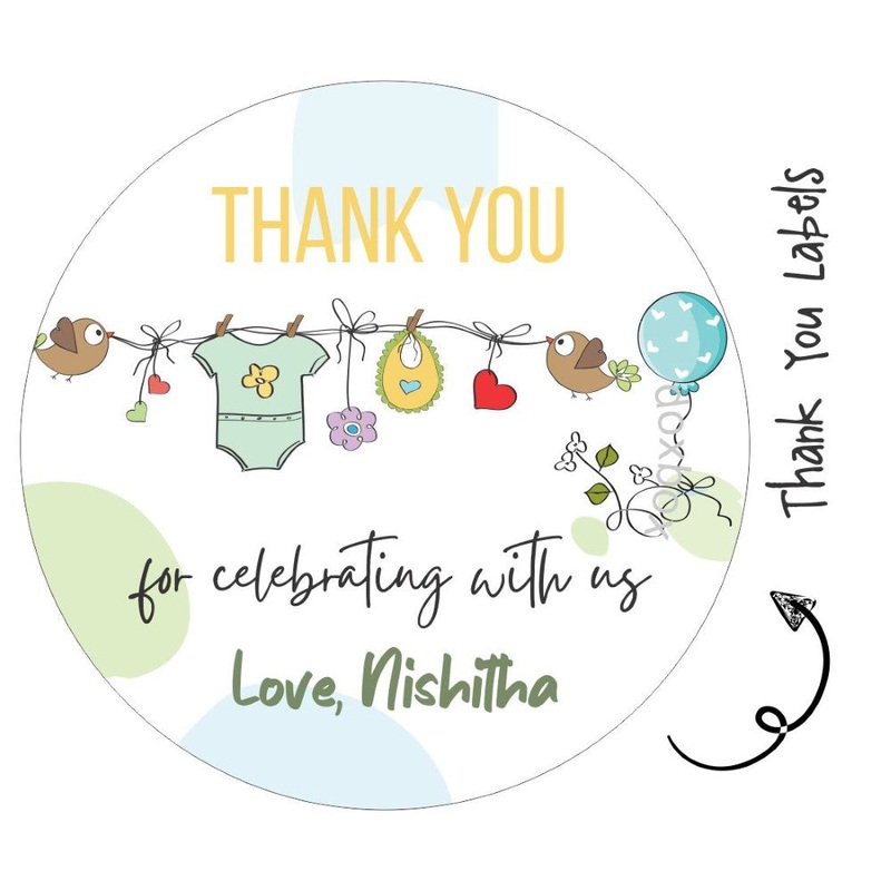 Round Thank You Label – Baby Bird