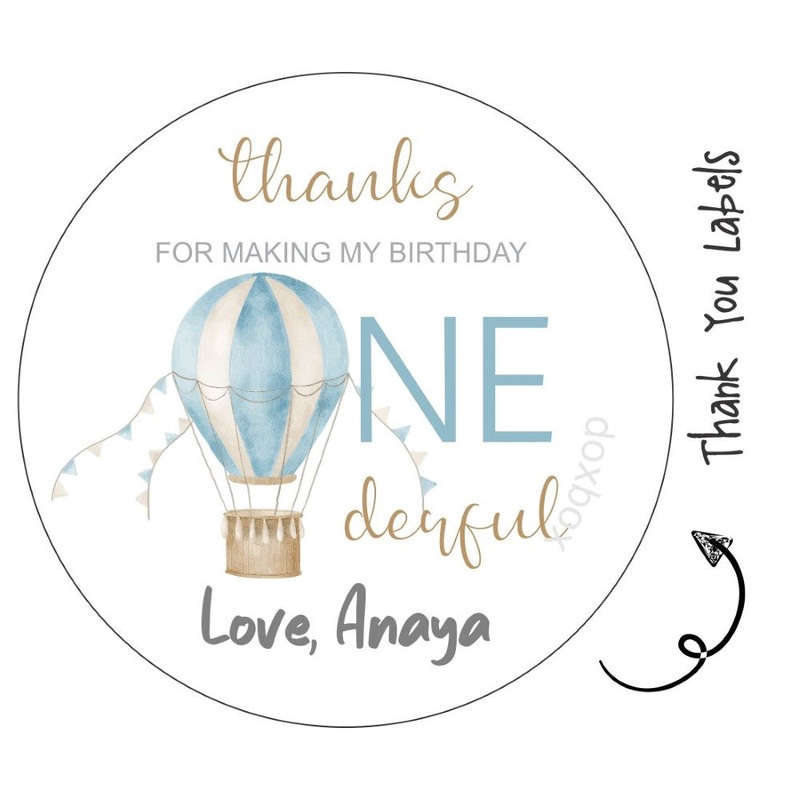 Round Thank You Label – Hot Air Balloon