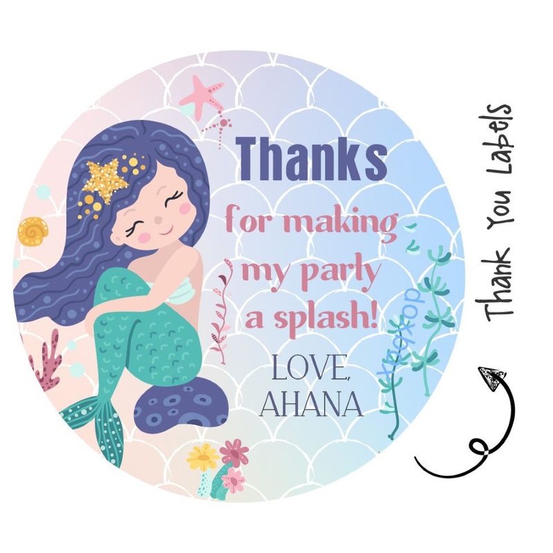 Round Thank You Label –  Mermaid