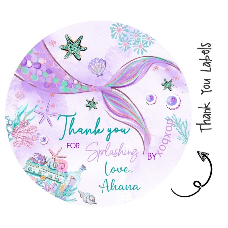 Round Thank You Label –  Mermaid Love