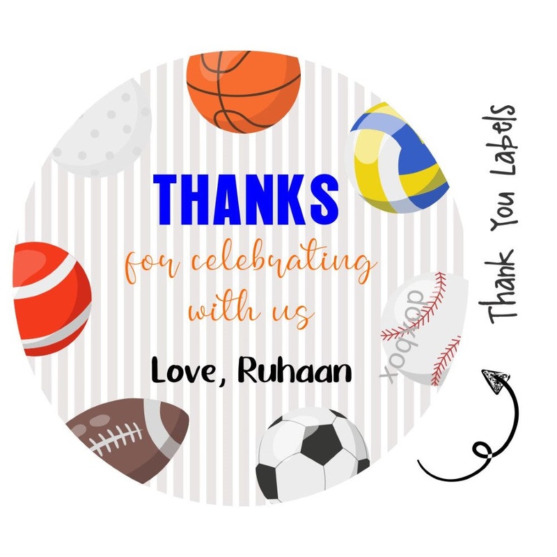 Round Thank You Label – Sports