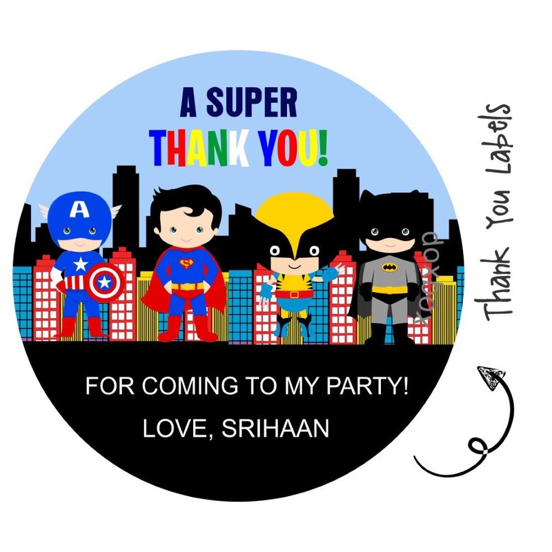 Round Thank You Label – Superhero