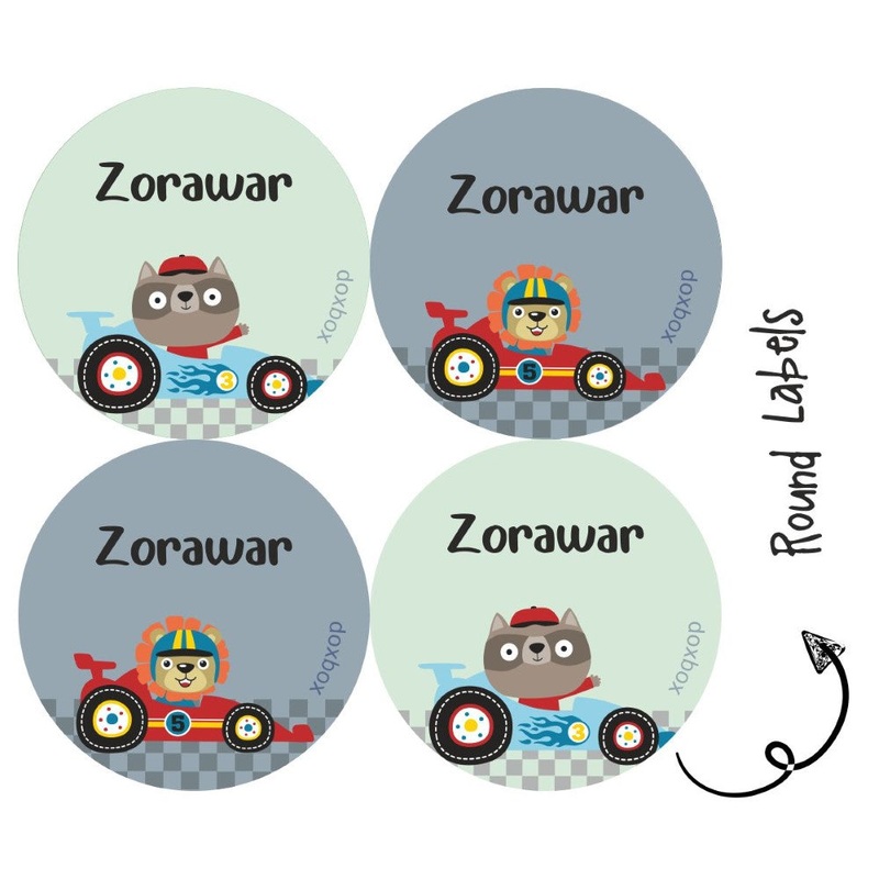 Round Water Proof Label – Animal Racer