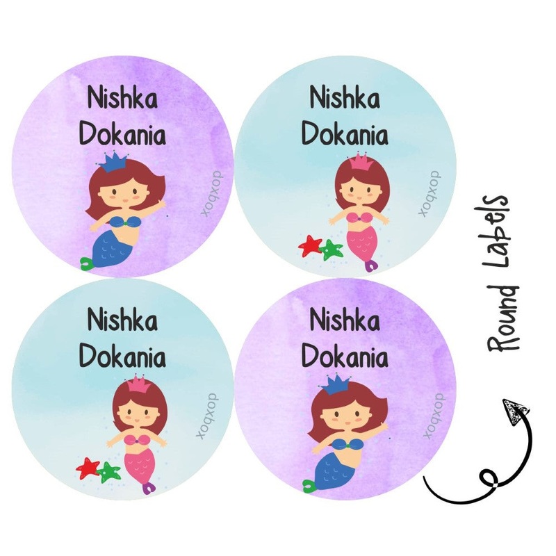 Round Water Proof Label – Cute Mermaid