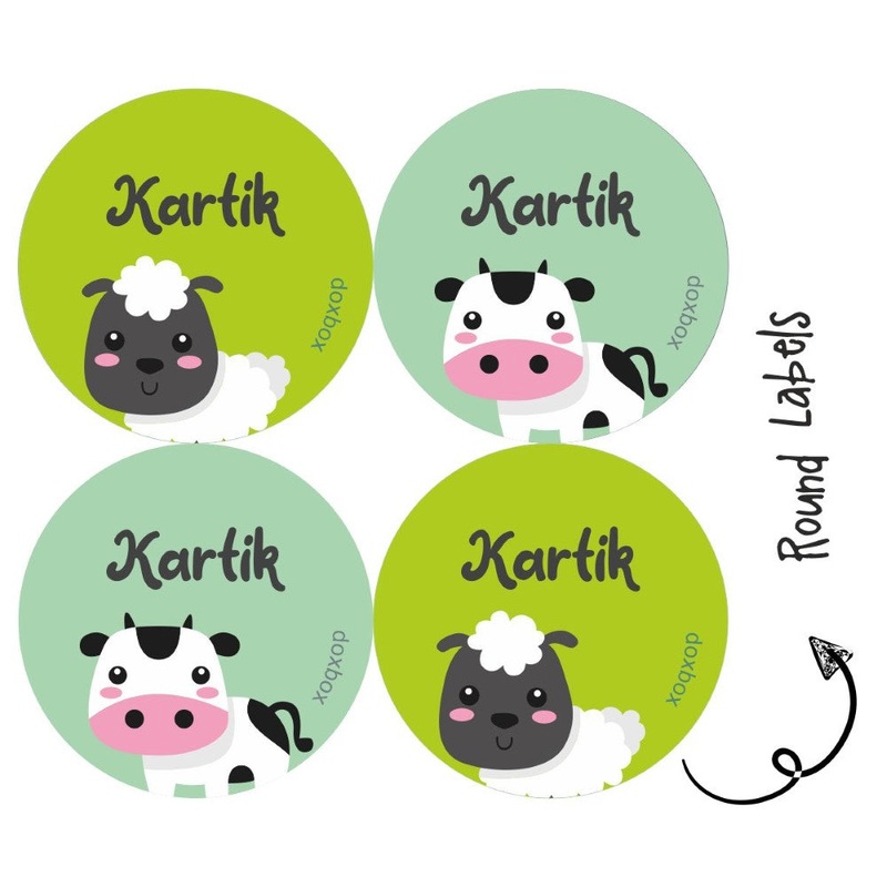 Round Water Proof Label – Farm Animal