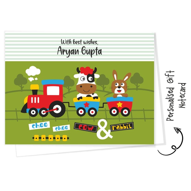 Personalised Gift Notecard –  Cow & Rabbits