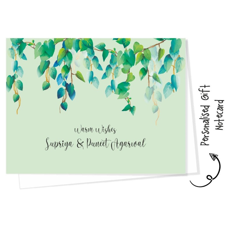 Personalised Gift Notecard -Green Watercolor Leaves