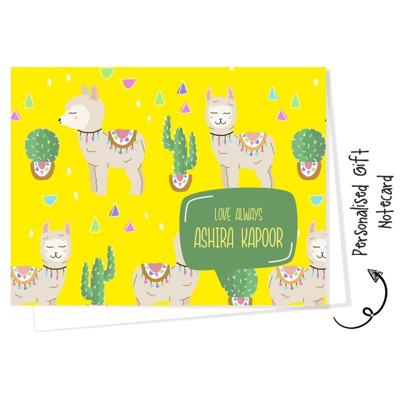 Personalised Gift Notecard – Llama Yellow