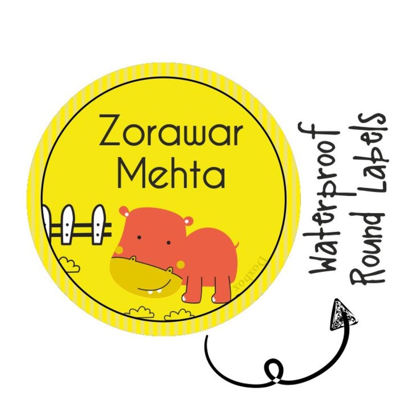 Round Waterproof Labels – Cute Hippo