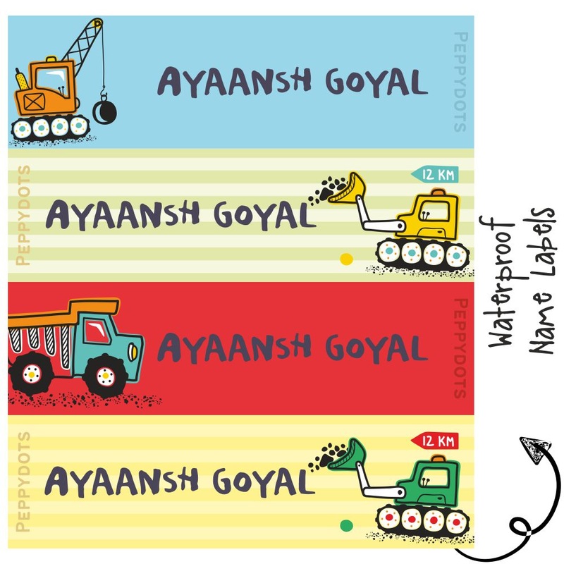 Waterproof Labels – Cute Construction Vehicles