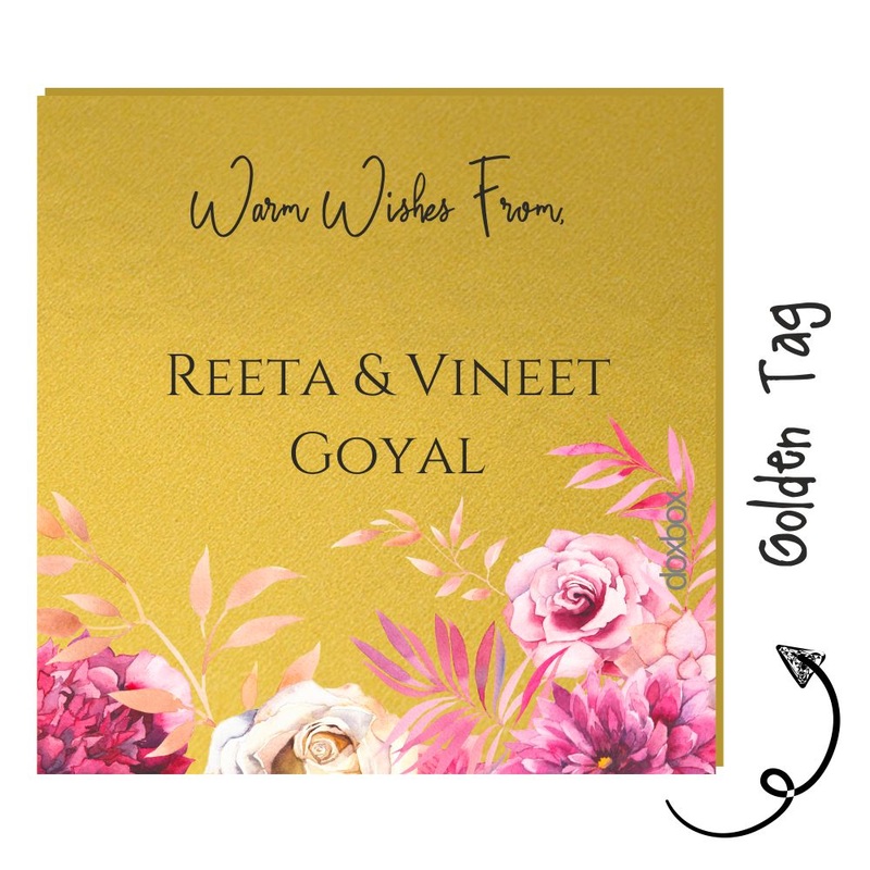 Golden Gift Tag – Pink Flowers