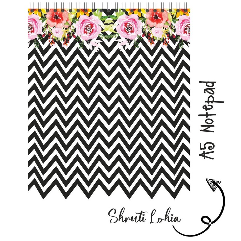 Personalised Notepad – Black Zig Zag