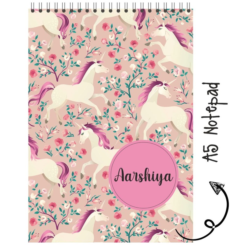 Personalised Notepad – Unicorn Pattern