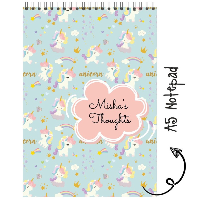 Personalized Notepad Kids – Unicorn On Clouds