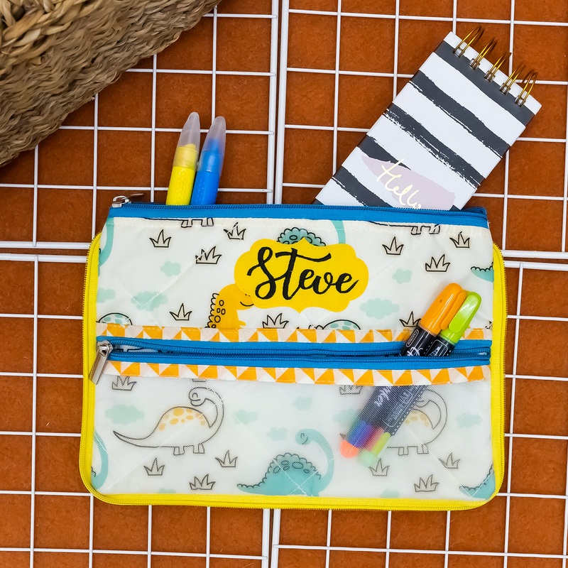 Double Zip Pencil Pouch – Dino