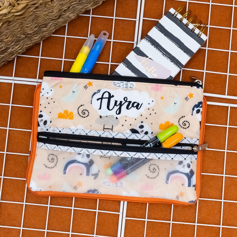 Double Zip Pencil Pouch – Panda