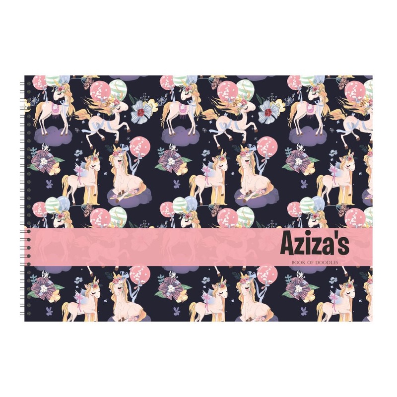 Personalised Sketchbook – Unicorn Pattern