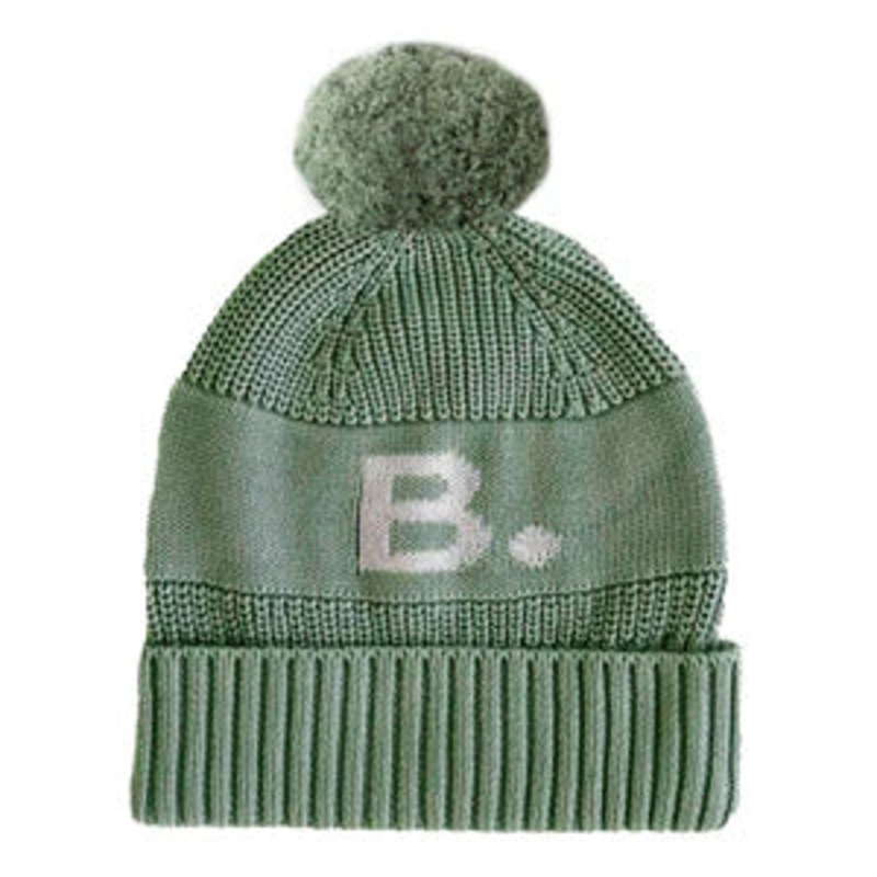 Chunky Knit Letter Beanie – Lily Pad; Letter: Ivory
