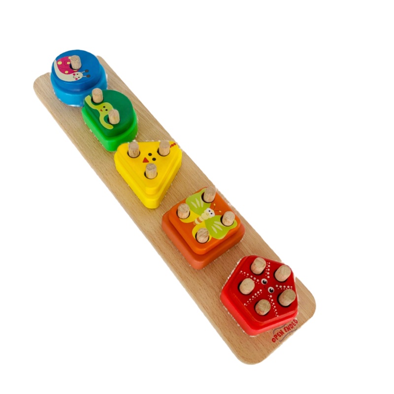 Open Ended Montessori Multi Peg Shape Stacker