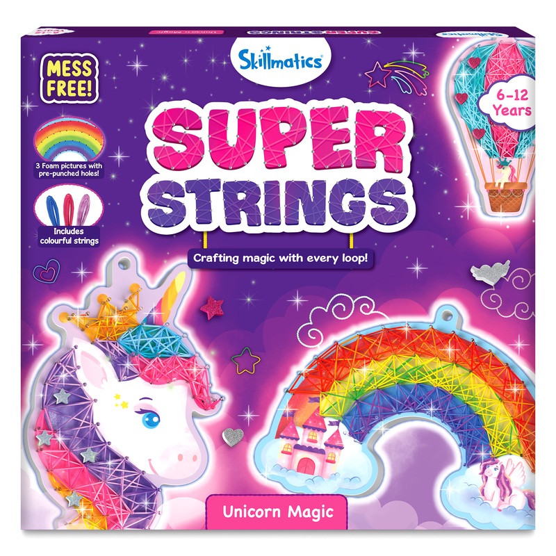 Skillmatics Art & Craft Activity – Super Strings Unicorn Magic, Mess-Free Art for Kids, Craft Kits & Supplies, DIY Creative Activity, Gifts for Girls & Boys Ages 6, 7, 8, 9, 10, 11, 12